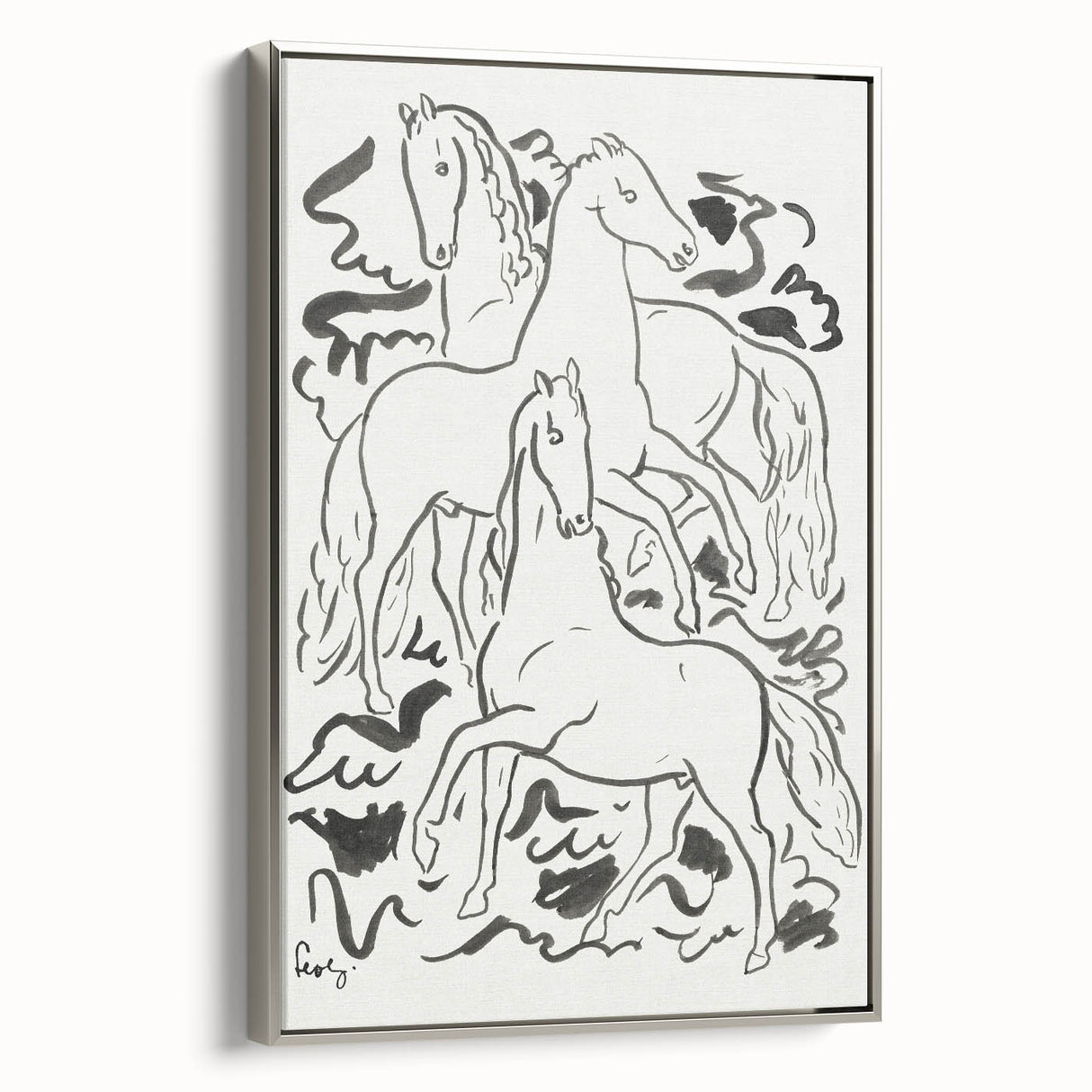 Expressionist Drawing - Three Horses | Contemporary Wall Art Print