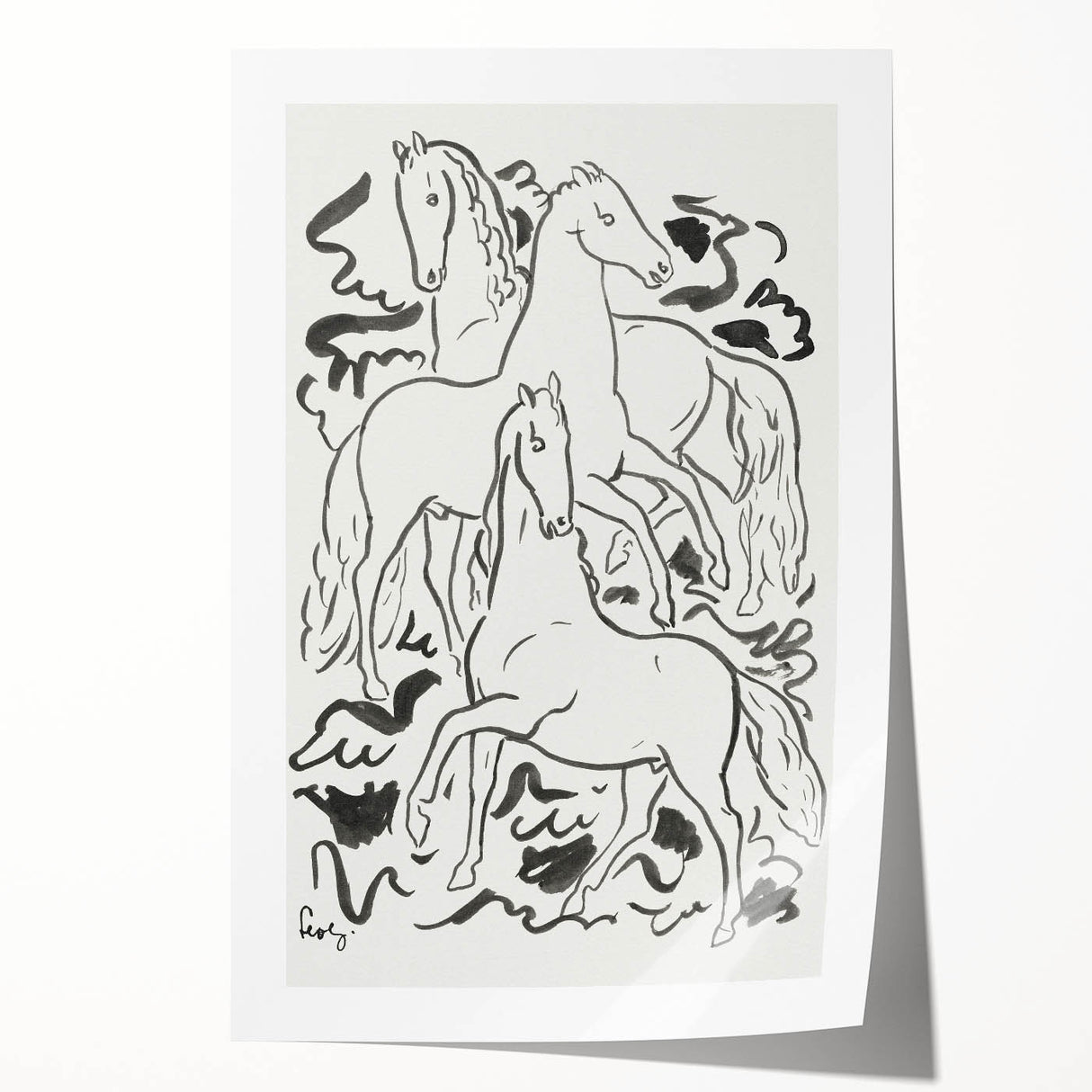 Expressionist Drawing - Three Horses | Contemporary Wall Art Print