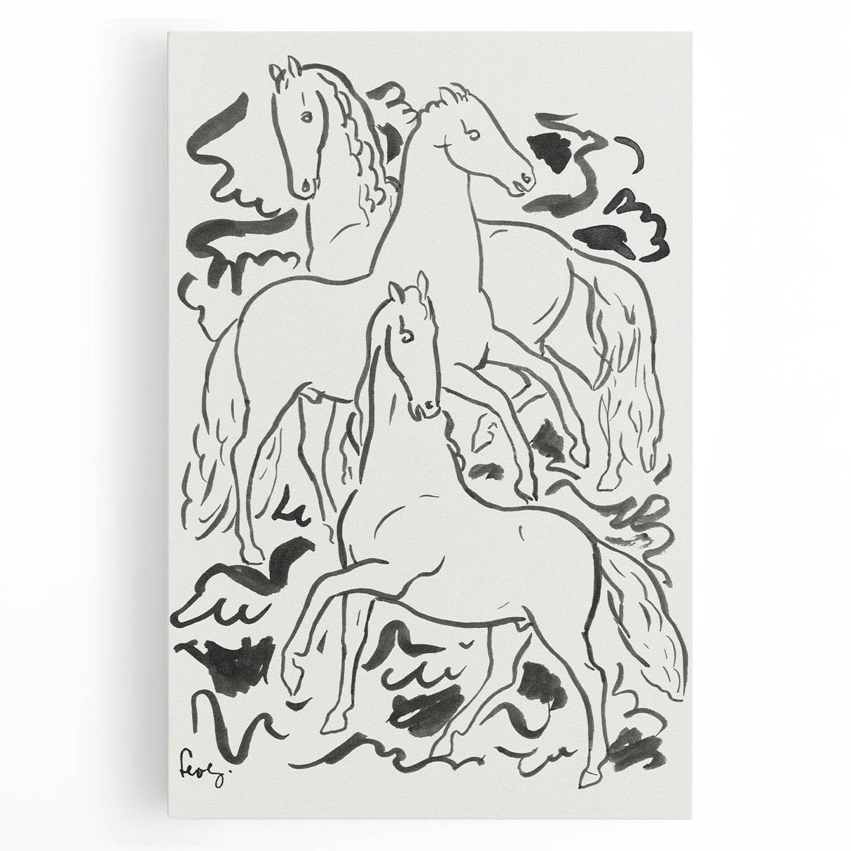 Expressionist Drawing - Three Horses | Contemporary Wall Art Print