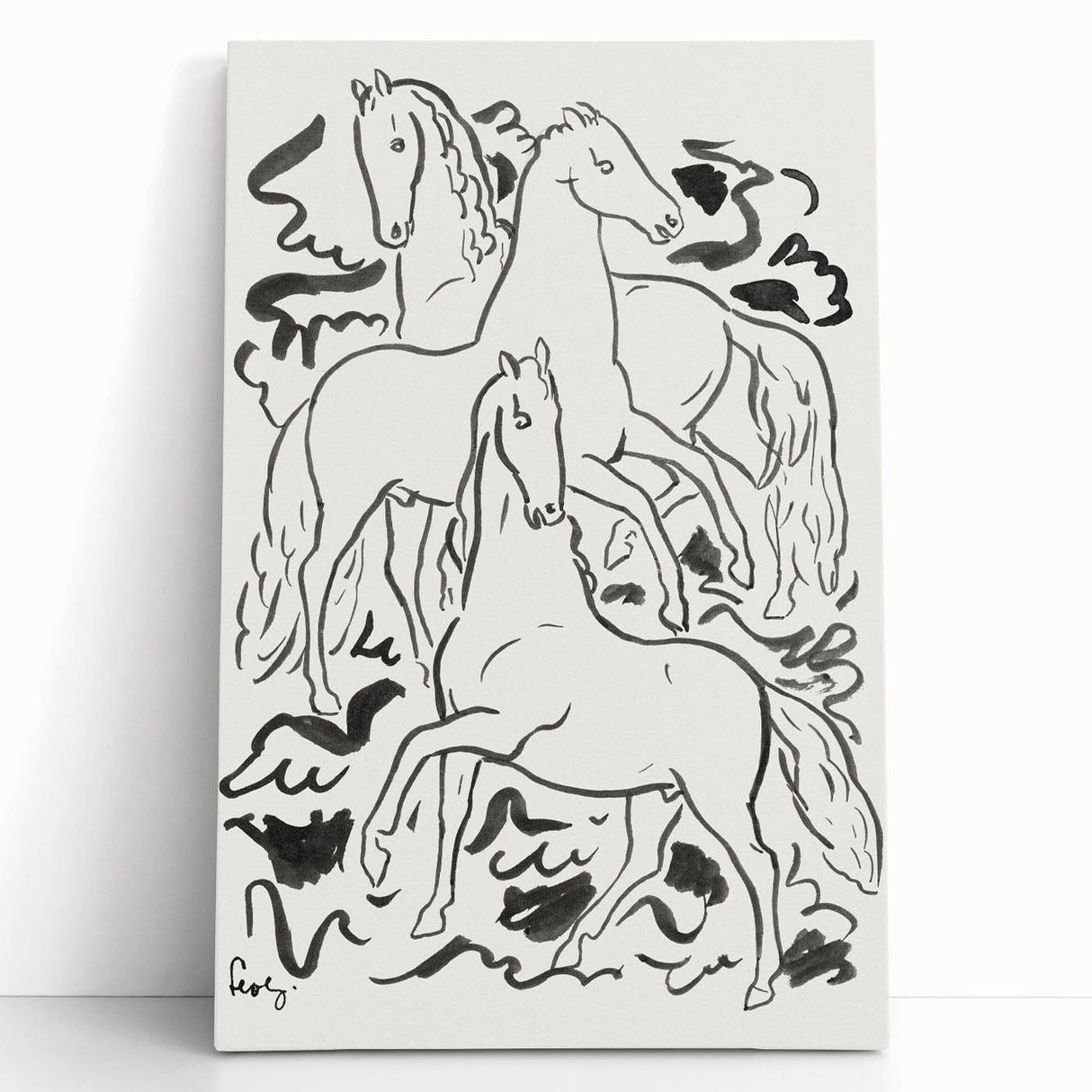 Expressionist Drawing - Three Horses | Contemporary Wall Art Print