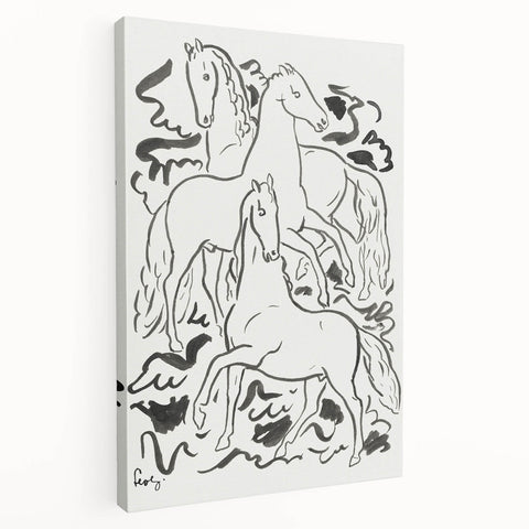Expressionist Drawing - Three Horses | Contemporary Wall Art Print