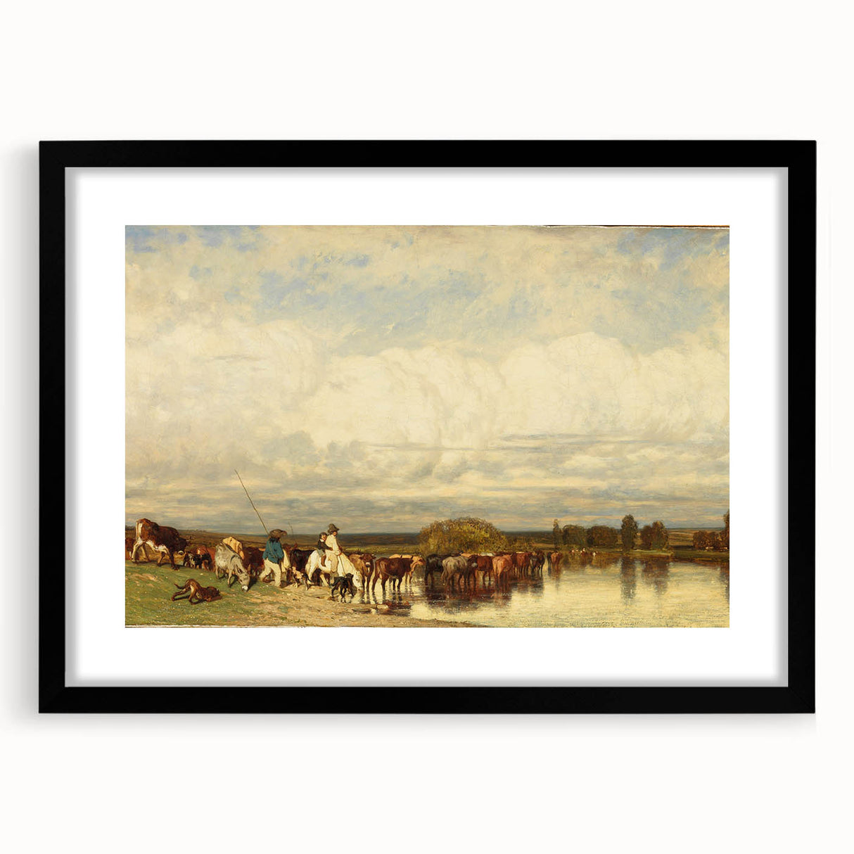 Romanticism Art: Cows Crossing a Ford by Jules Dupré - Classic Print