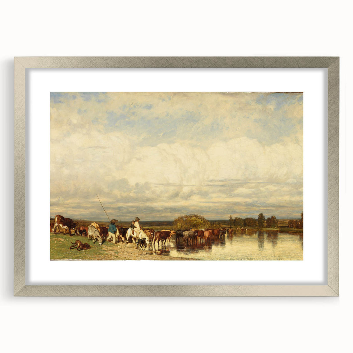 Romanticism Art: Cows Crossing a Ford by Jules Dupré - Classic Print
