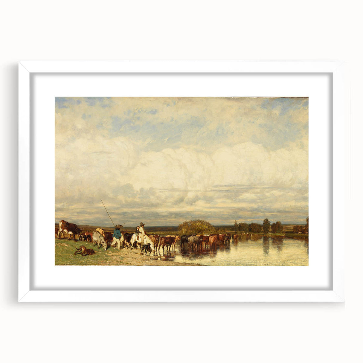 Romanticism Art: Cows Crossing a Ford by Jules Dupré - Classic Print