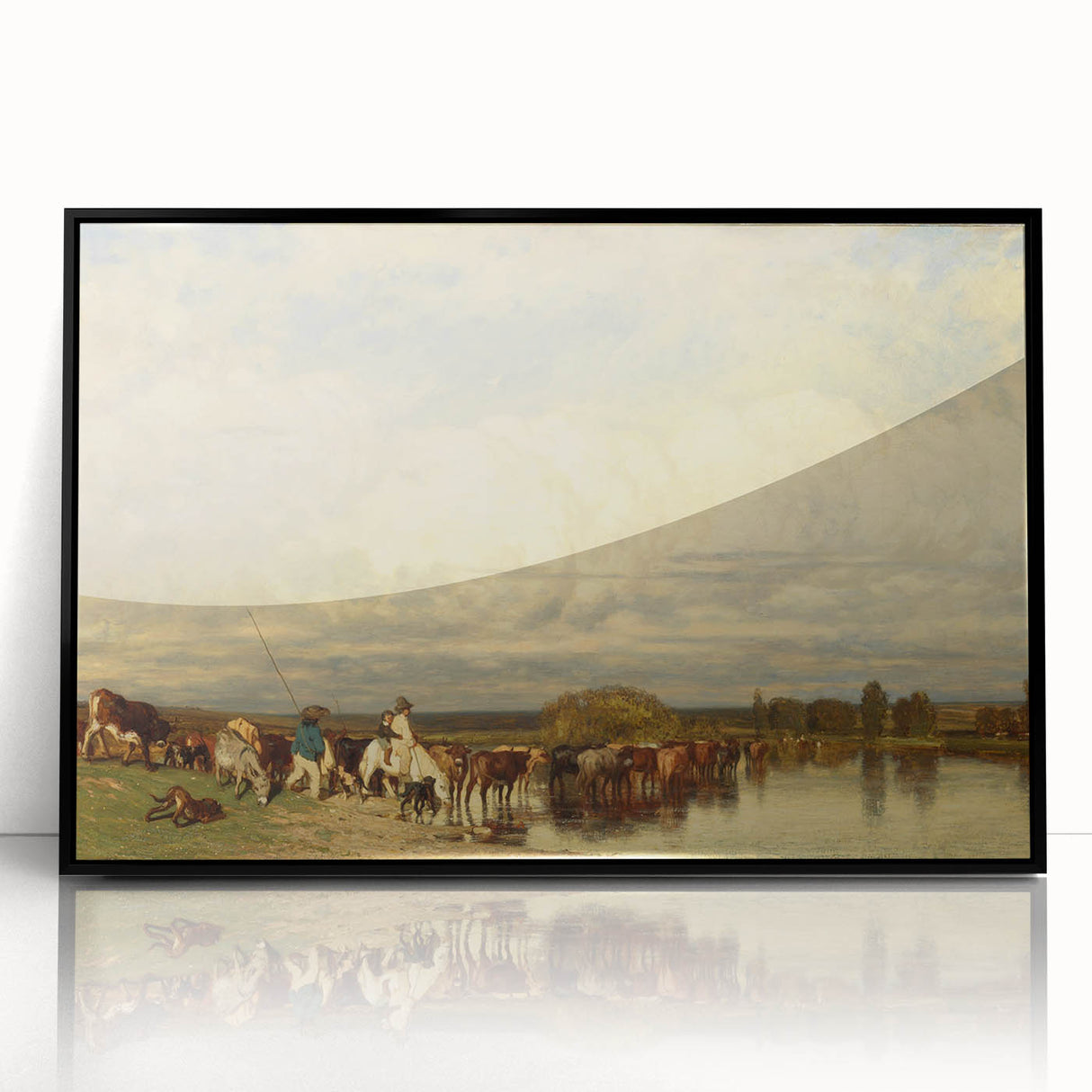 Romanticism Art: Cows Crossing a Ford by Jules Dupré - Classic Print