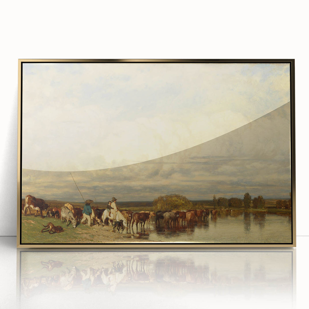 Romanticism Art: Cows Crossing a Ford by Jules Dupré - Classic Print