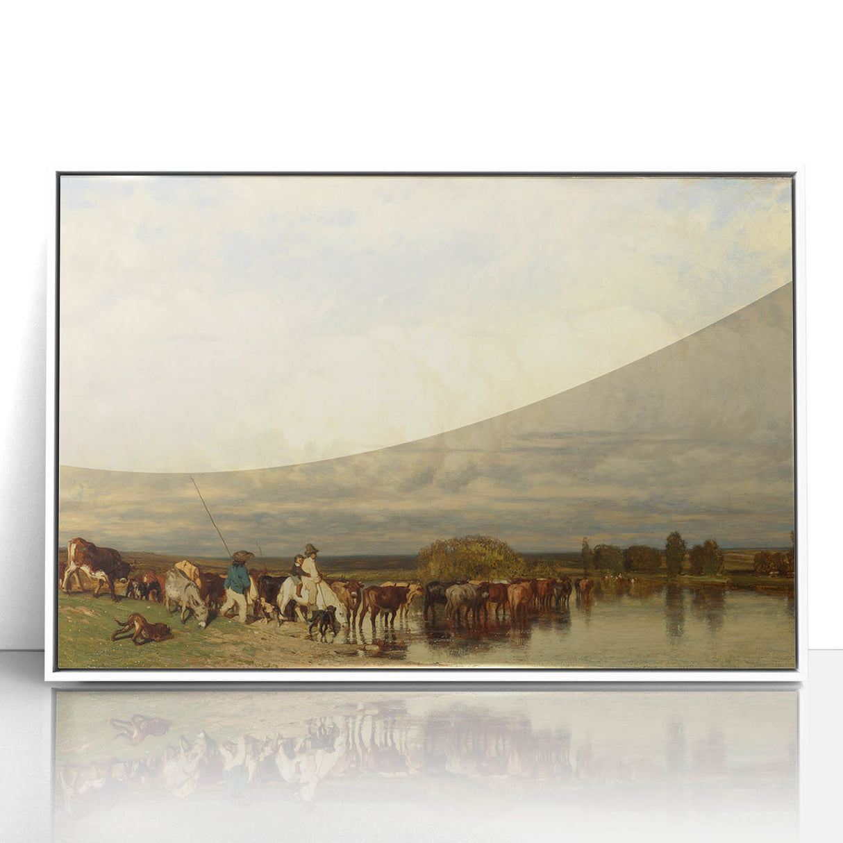 Romanticism Art: Cows Crossing a Ford by Jules Dupré - Classic Print