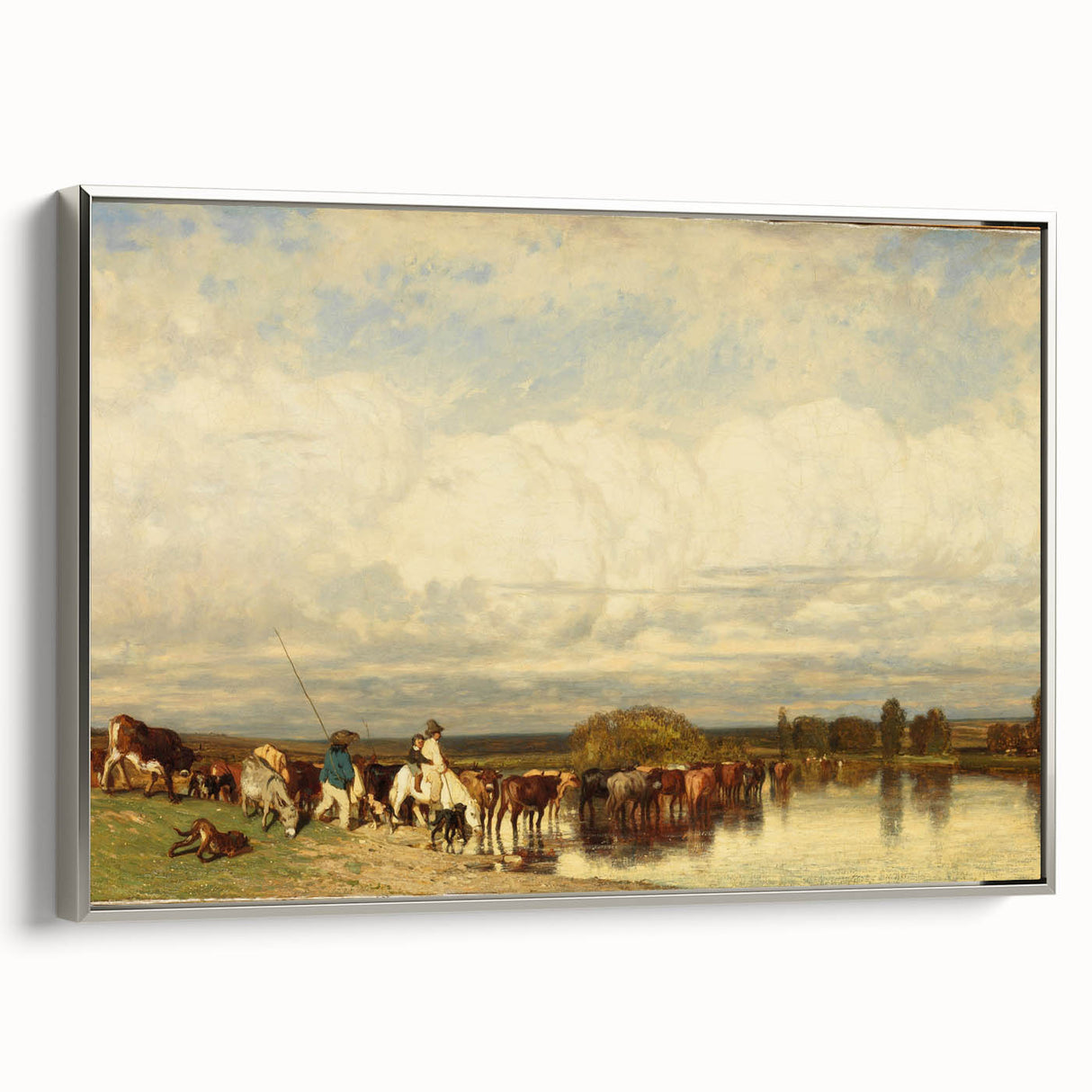 Romanticism Art: Cows Crossing a Ford by Jules Dupré - Classic Print