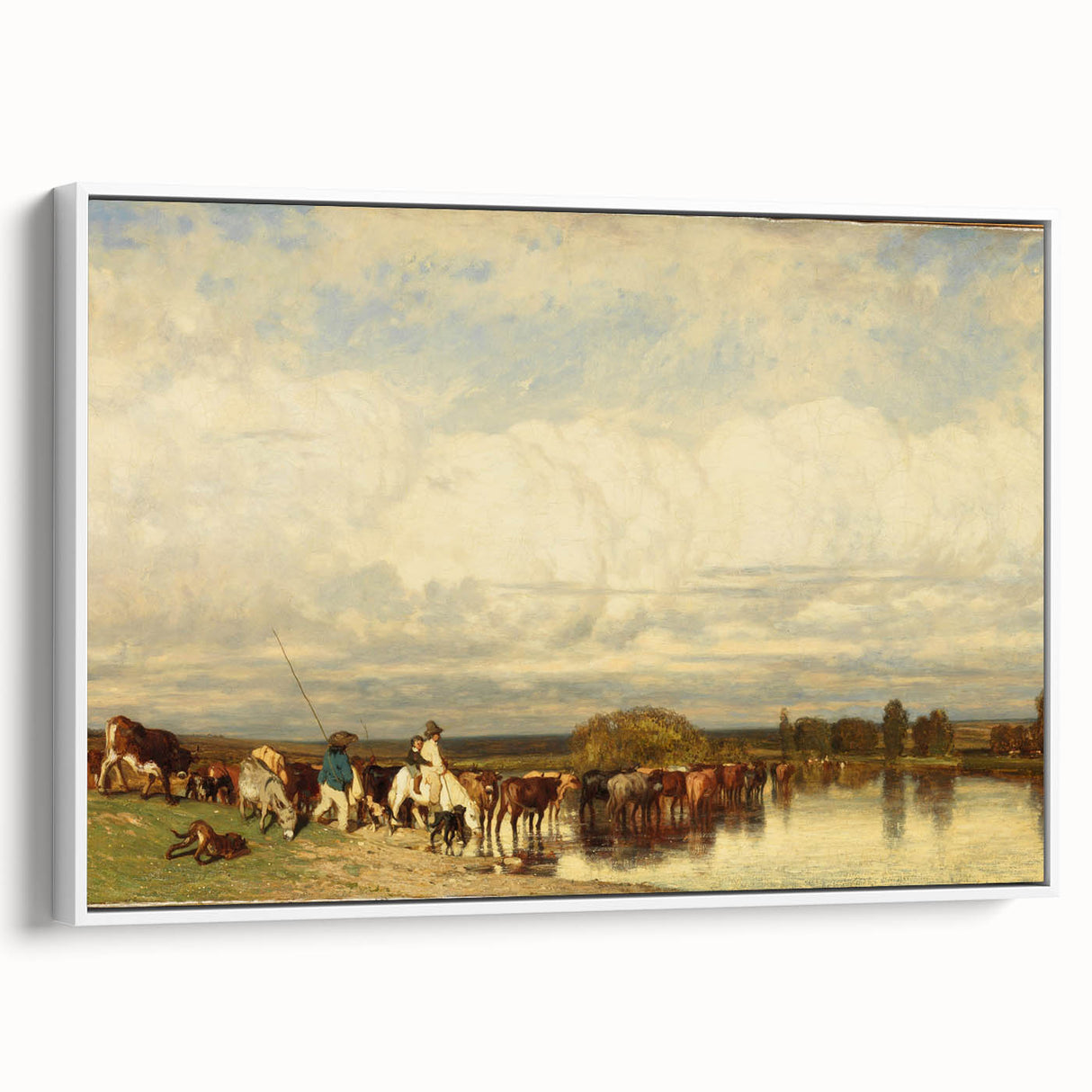 Romanticism Art: Cows Crossing a Ford by Jules Dupré - Classic Print