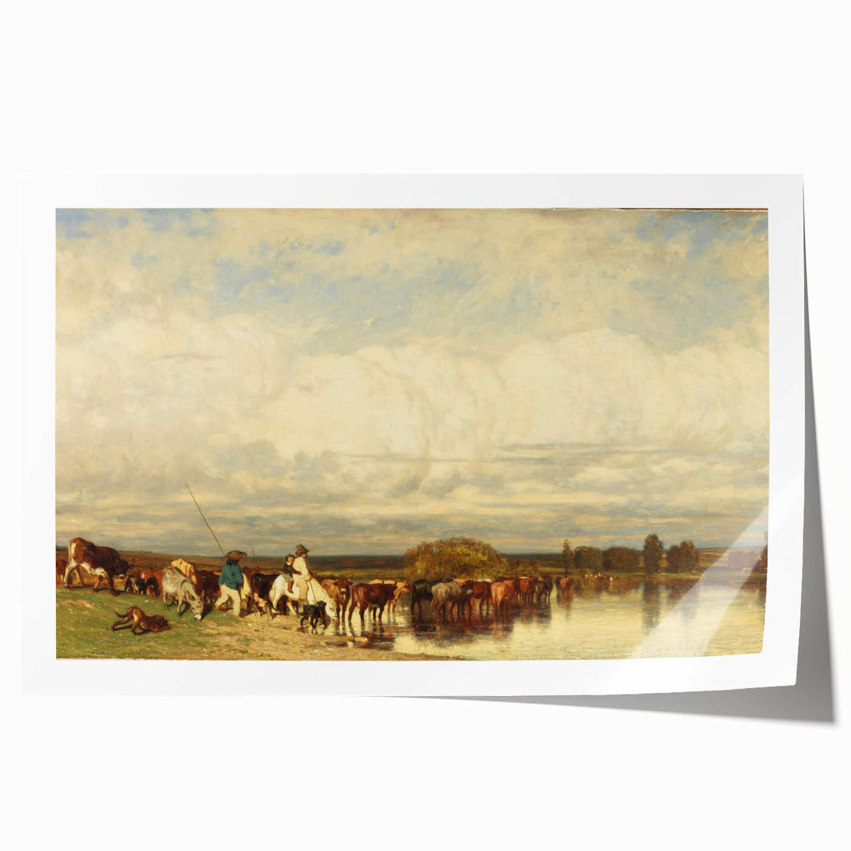 Romanticism Art: Cows Crossing a Ford by Jules Dupré - Classic Print