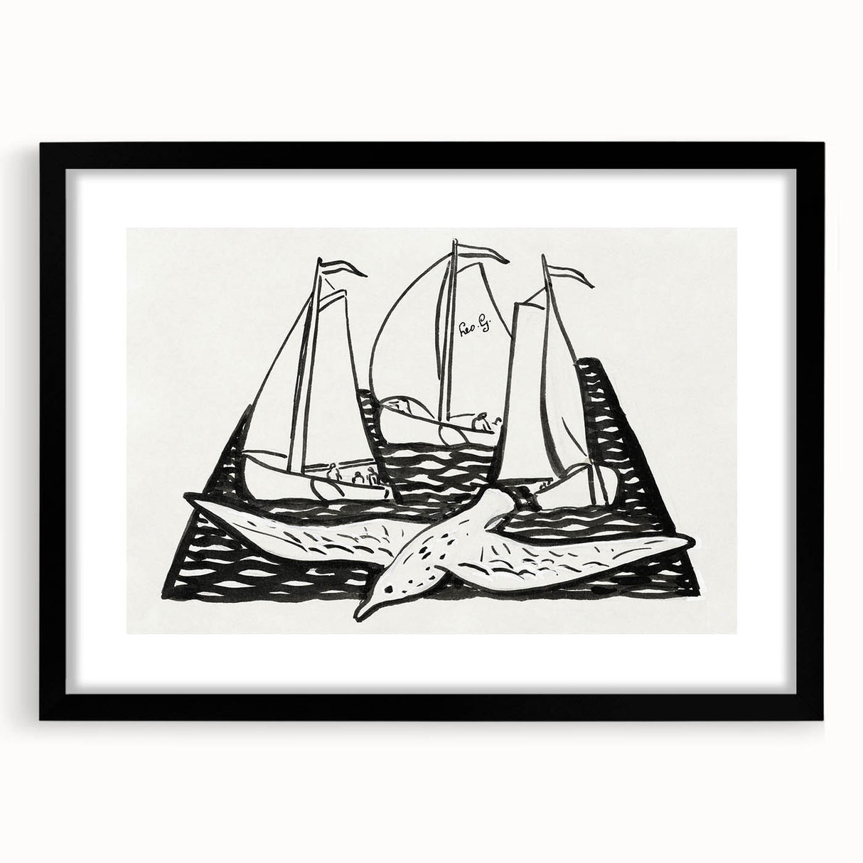 Expressionist Nautical Scene - Sailing Ships | Modern Wall Art Print