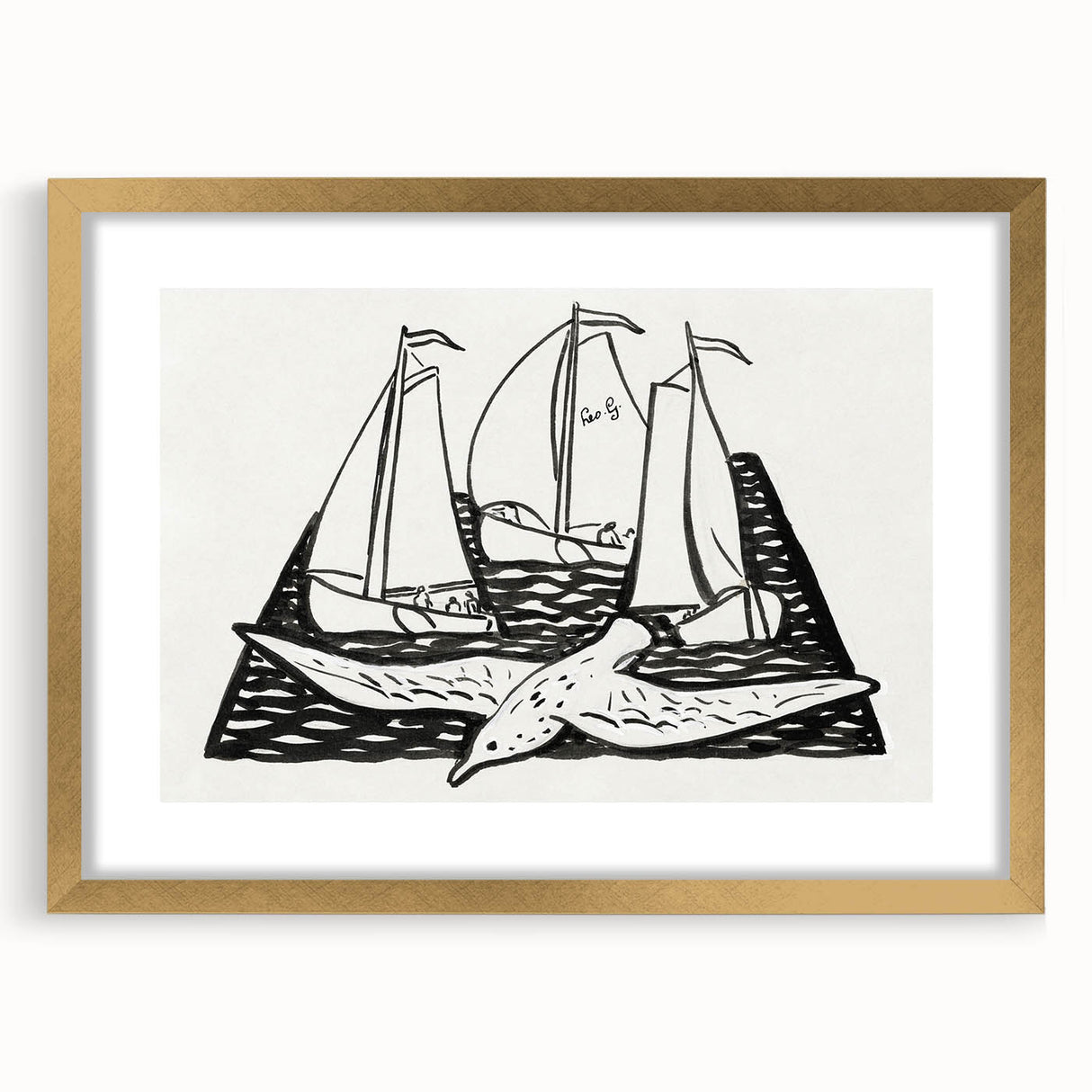 Expressionist Nautical Scene - Sailing Ships | Modern Wall Art Print