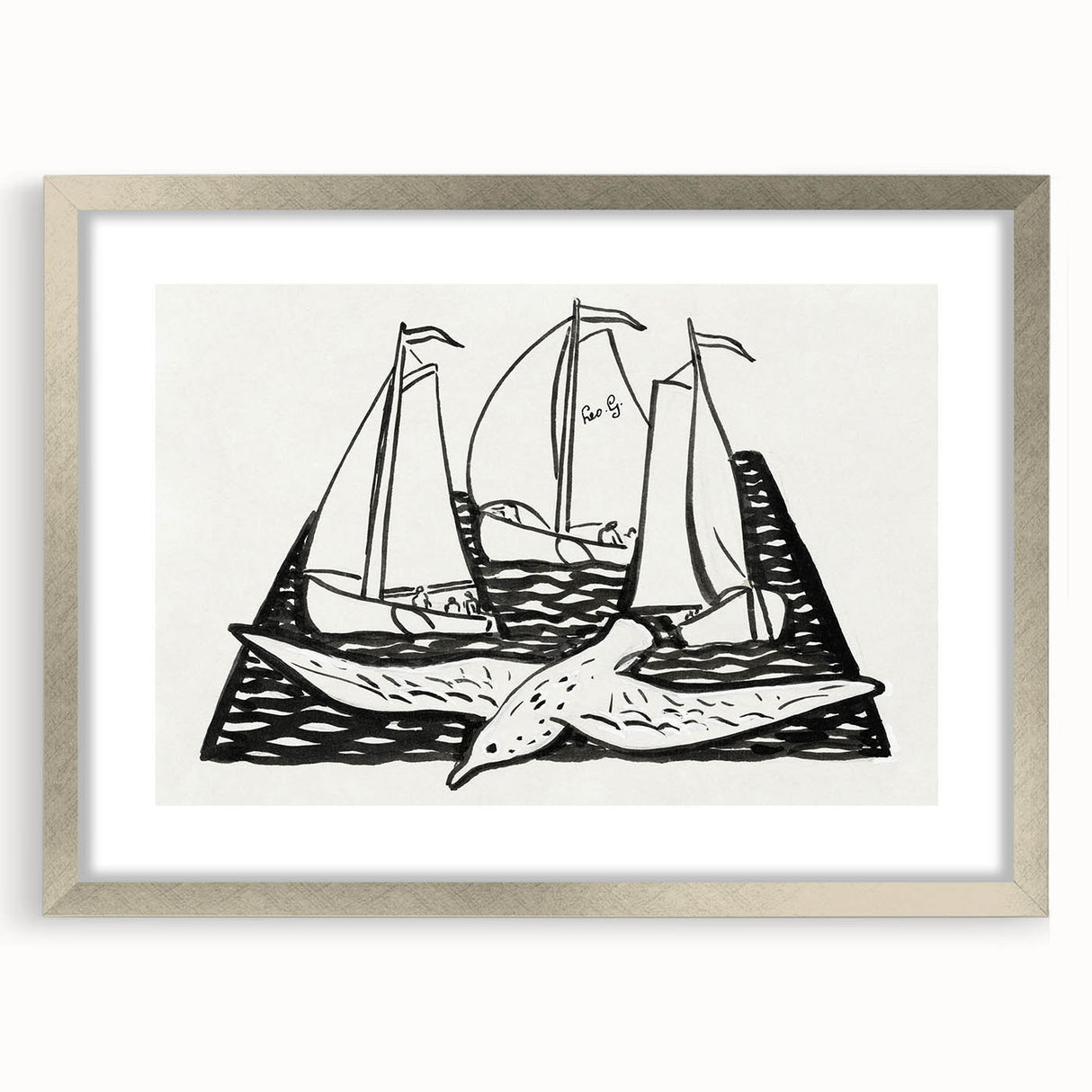 Expressionist Nautical Scene - Sailing Ships | Modern Wall Art Print