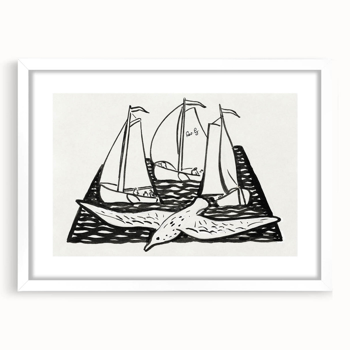 Expressionist Nautical Scene - Sailing Ships | Modern Wall Art Print