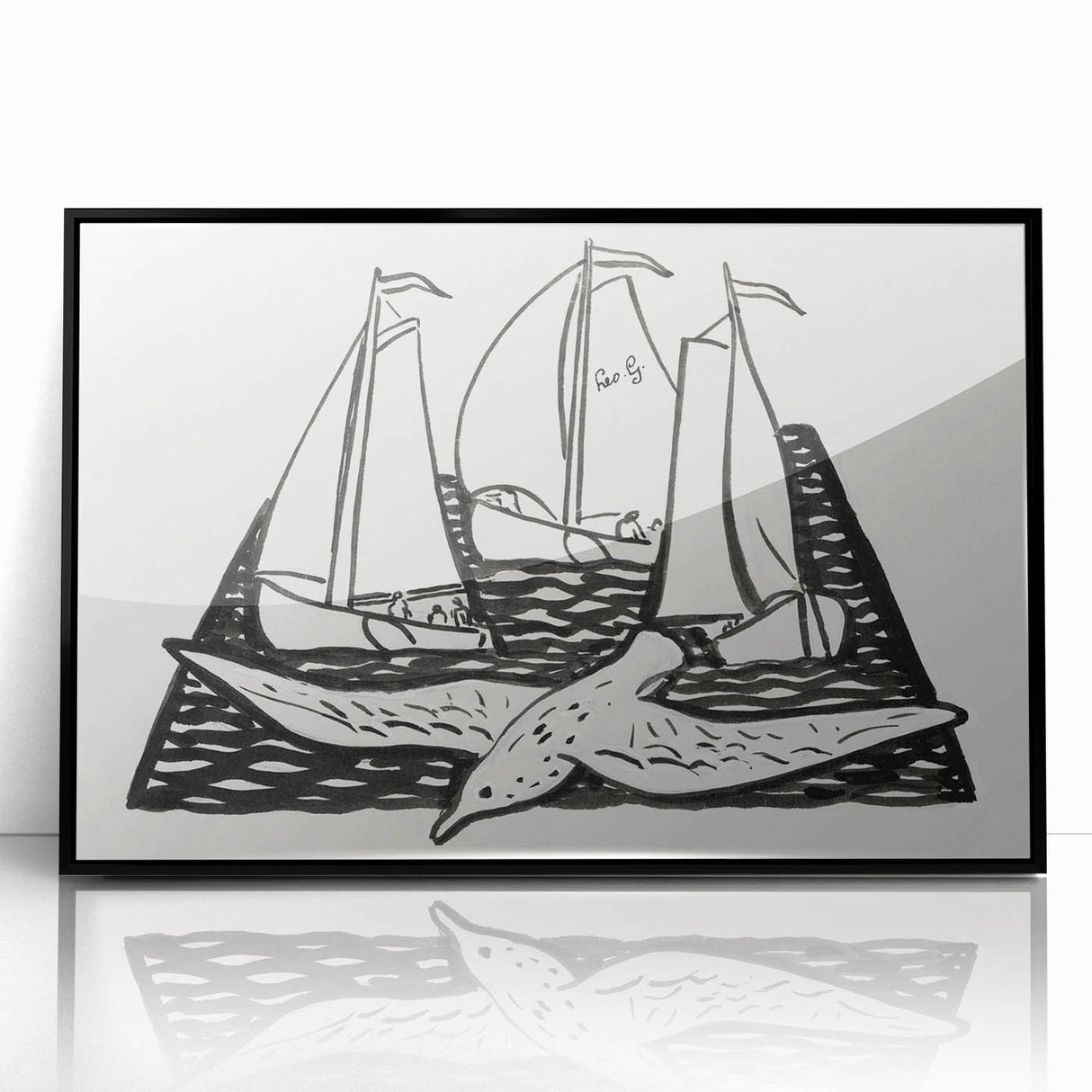 Expressionist Nautical Scene - Sailing Ships | Modern Wall Art Print