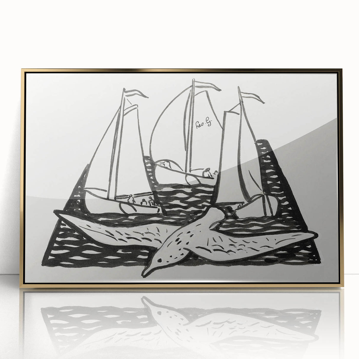 Expressionist Nautical Scene - Sailing Ships | Modern Wall Art Print