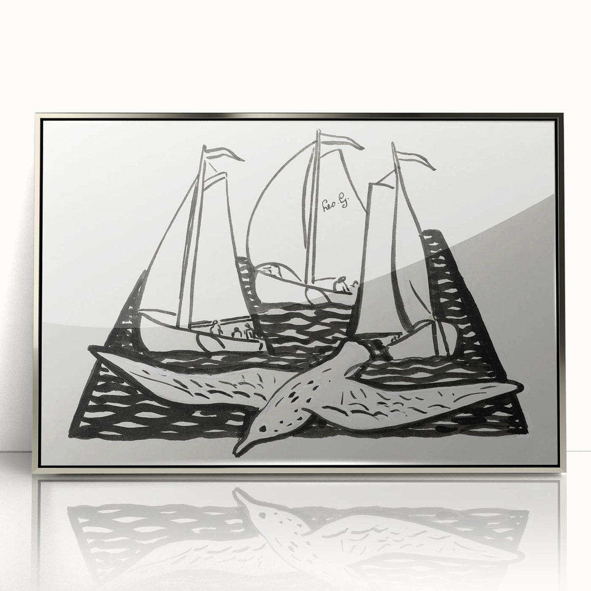 Expressionist Nautical Scene - Sailing Ships | Modern Wall Art Print