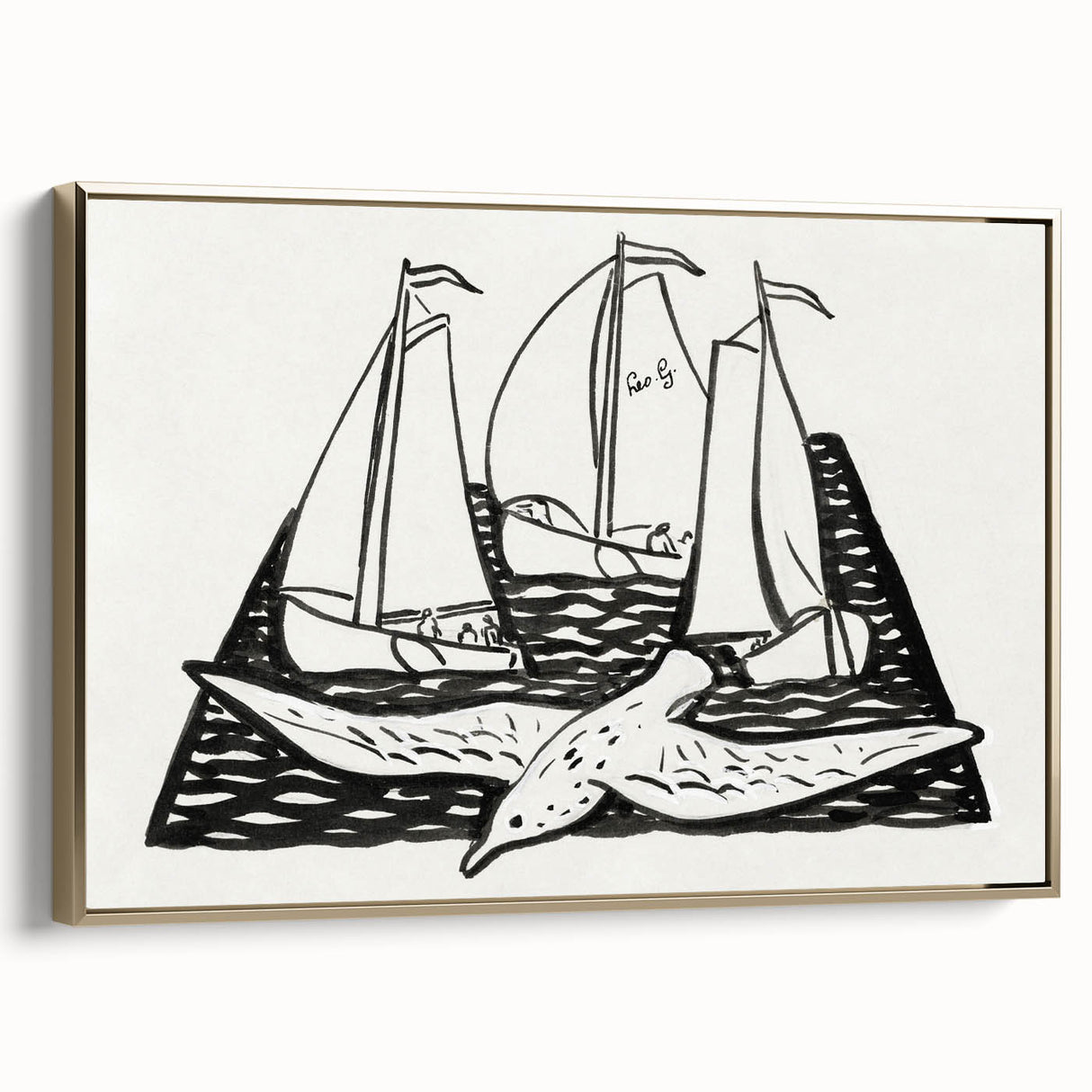 Expressionist Nautical Scene - Sailing Ships | Modern Wall Art Print