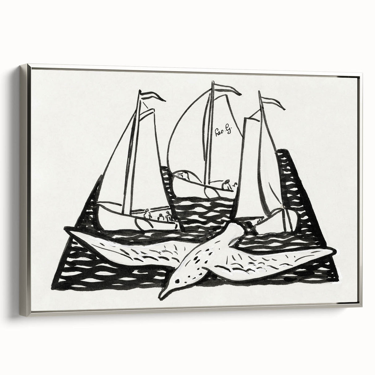 Expressionist Nautical Scene - Sailing Ships | Modern Wall Art Print