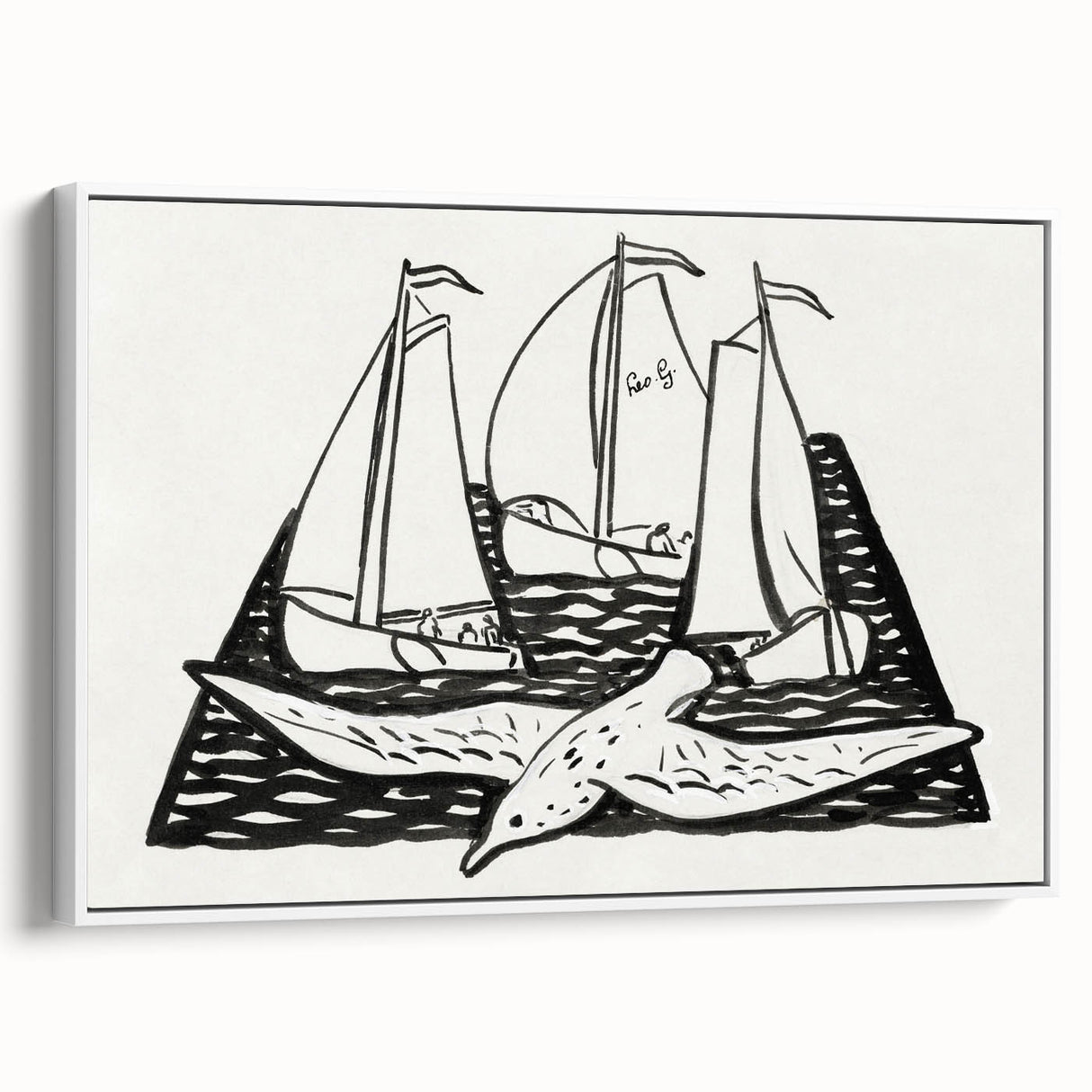Expressionist Nautical Scene - Sailing Ships | Modern Wall Art Print
