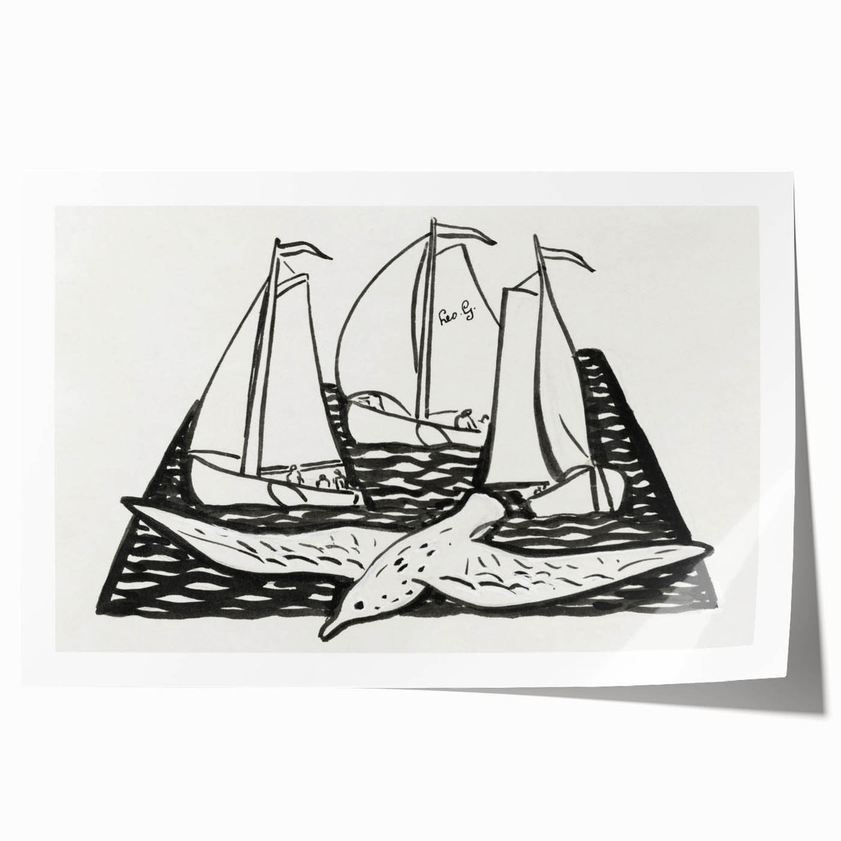 Expressionist Nautical Scene - Sailing Ships | Modern Wall Art Print