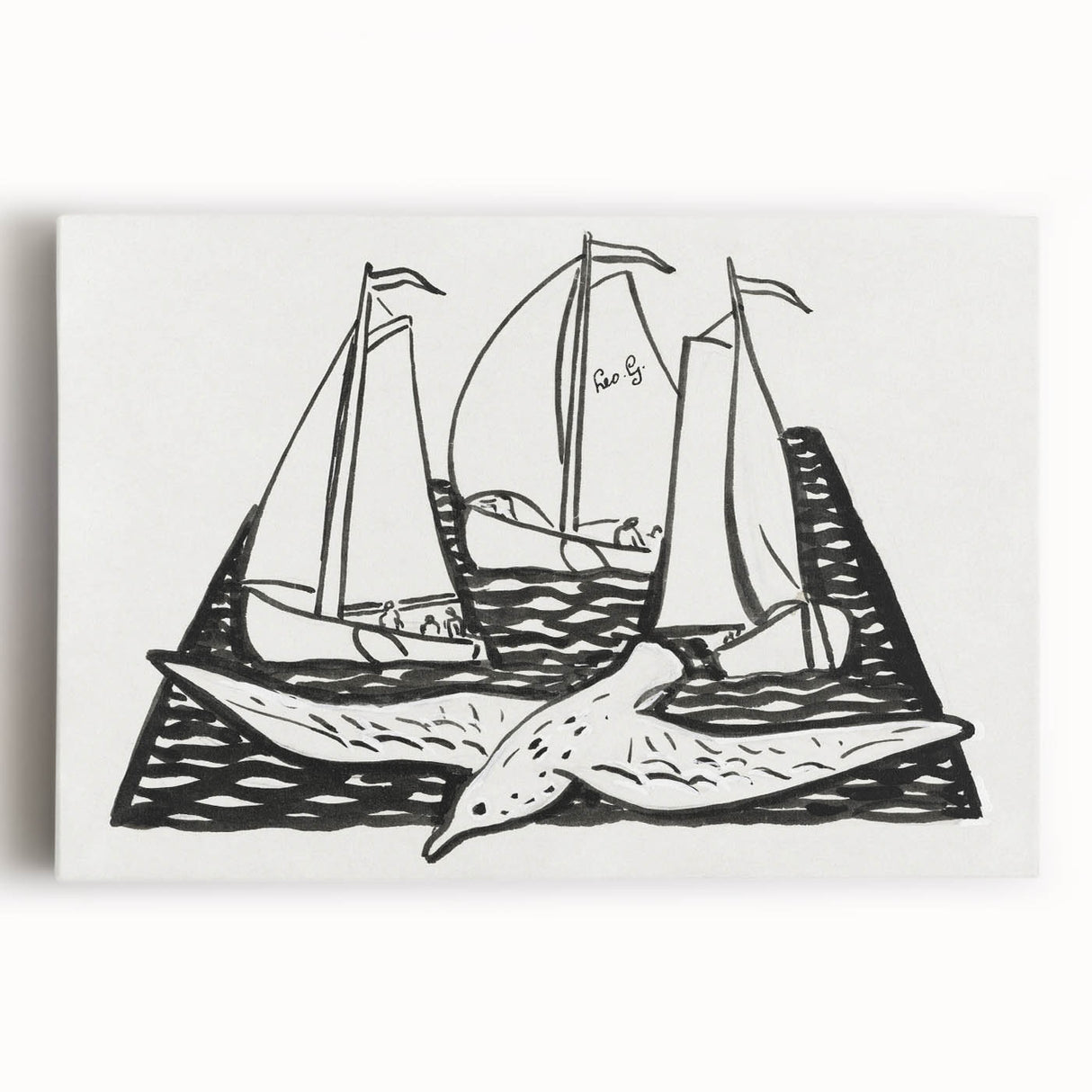Expressionist Nautical Scene - Sailing Ships | Modern Wall Art Print