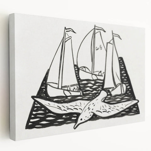 Expressionist Nautical Scene - Sailing Ships | Modern Wall Art Print