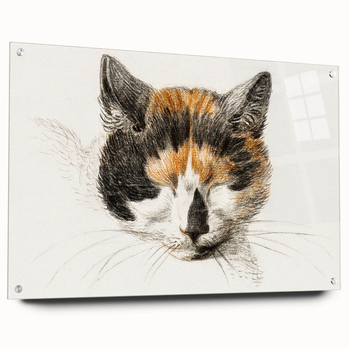 Romanticism Art: Calico Cat by Jean Bernard - Classic Animal Portrait