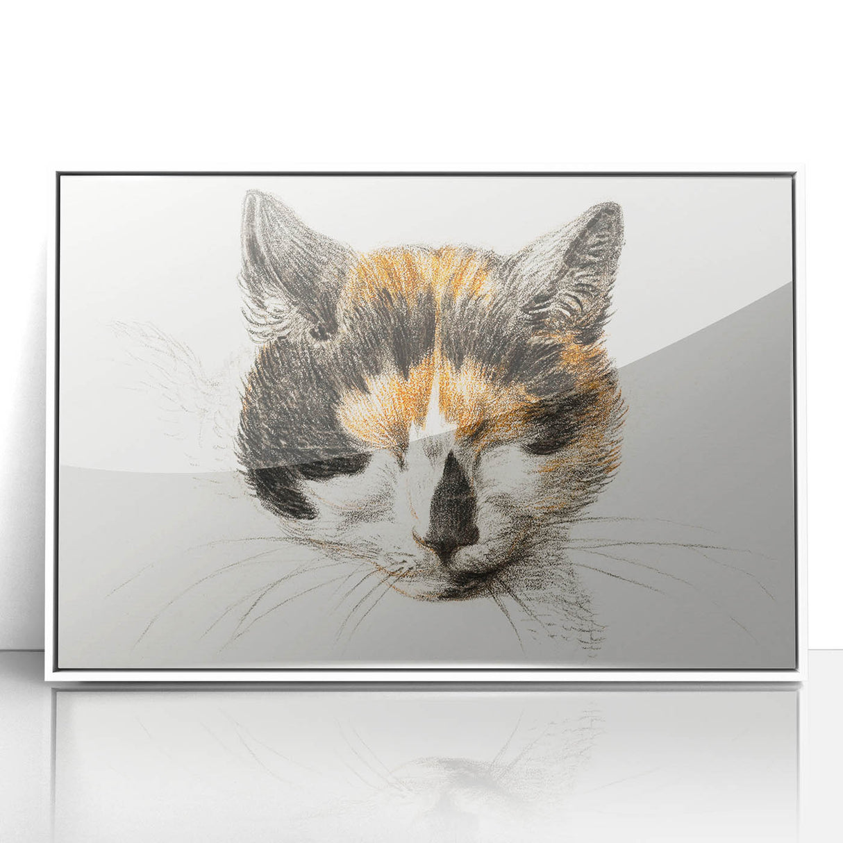 Romanticism Art: Calico Cat by Jean Bernard - Classic Animal Portrait