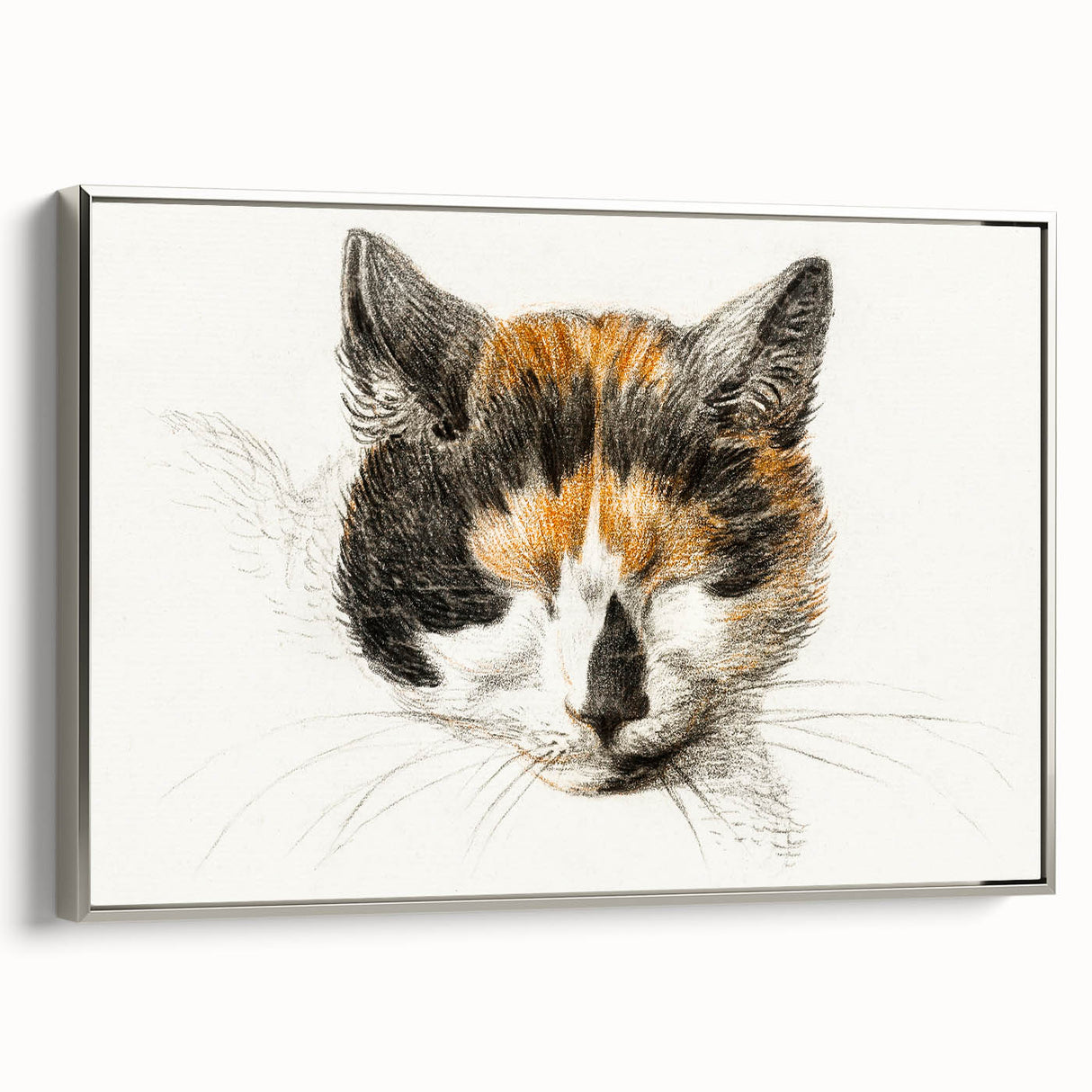 Romanticism Art: Calico Cat by Jean Bernard - Classic Animal Portrait