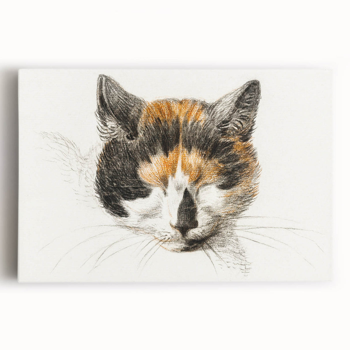 Romanticism Art: Calico Cat by Jean Bernard - Classic Animal Portrait