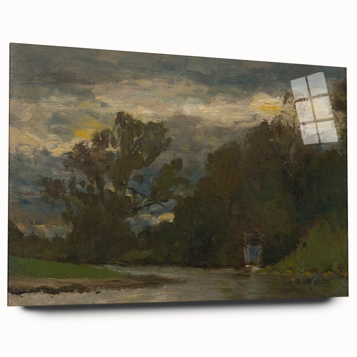 Romanticism Art: Poprad River Shore by Mednyánszky - Landscape Canvas