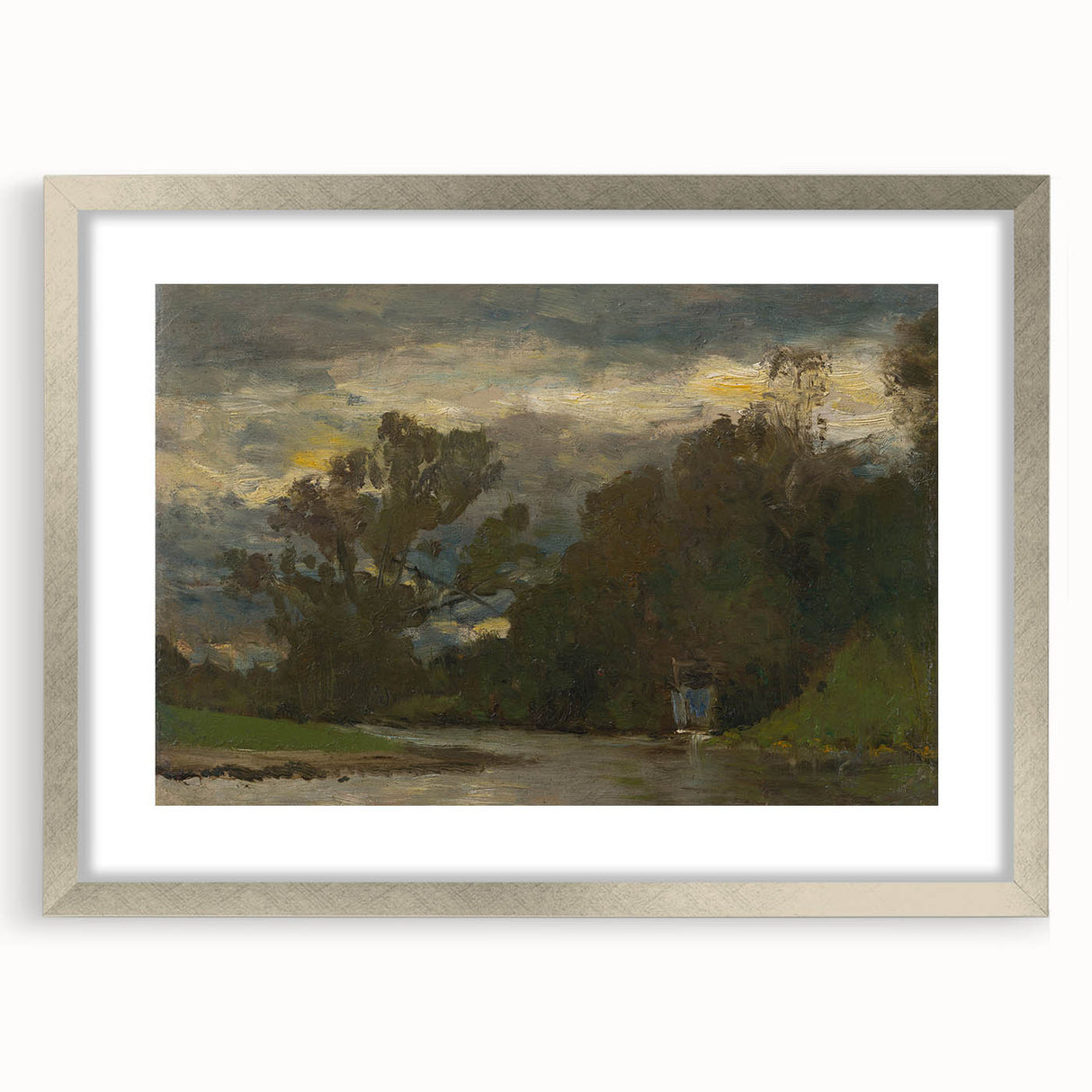 Romanticism Art: Poprad River Shore by Mednyánszky - Landscape Canvas