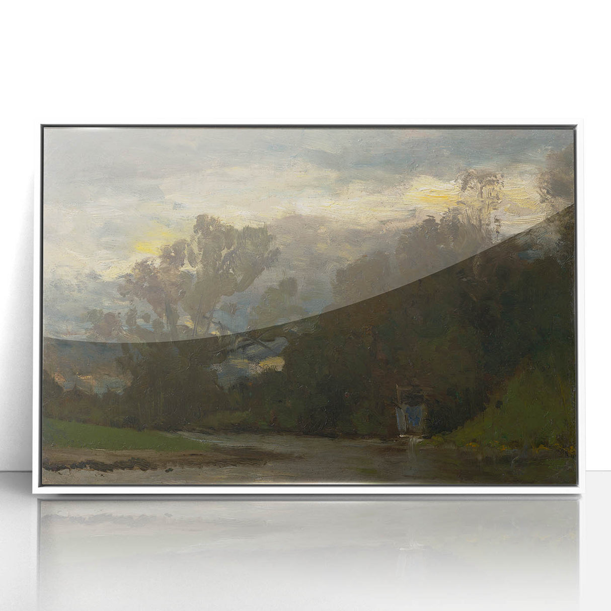 Romanticism Art: Poprad River Shore by Mednyánszky - Landscape Canvas