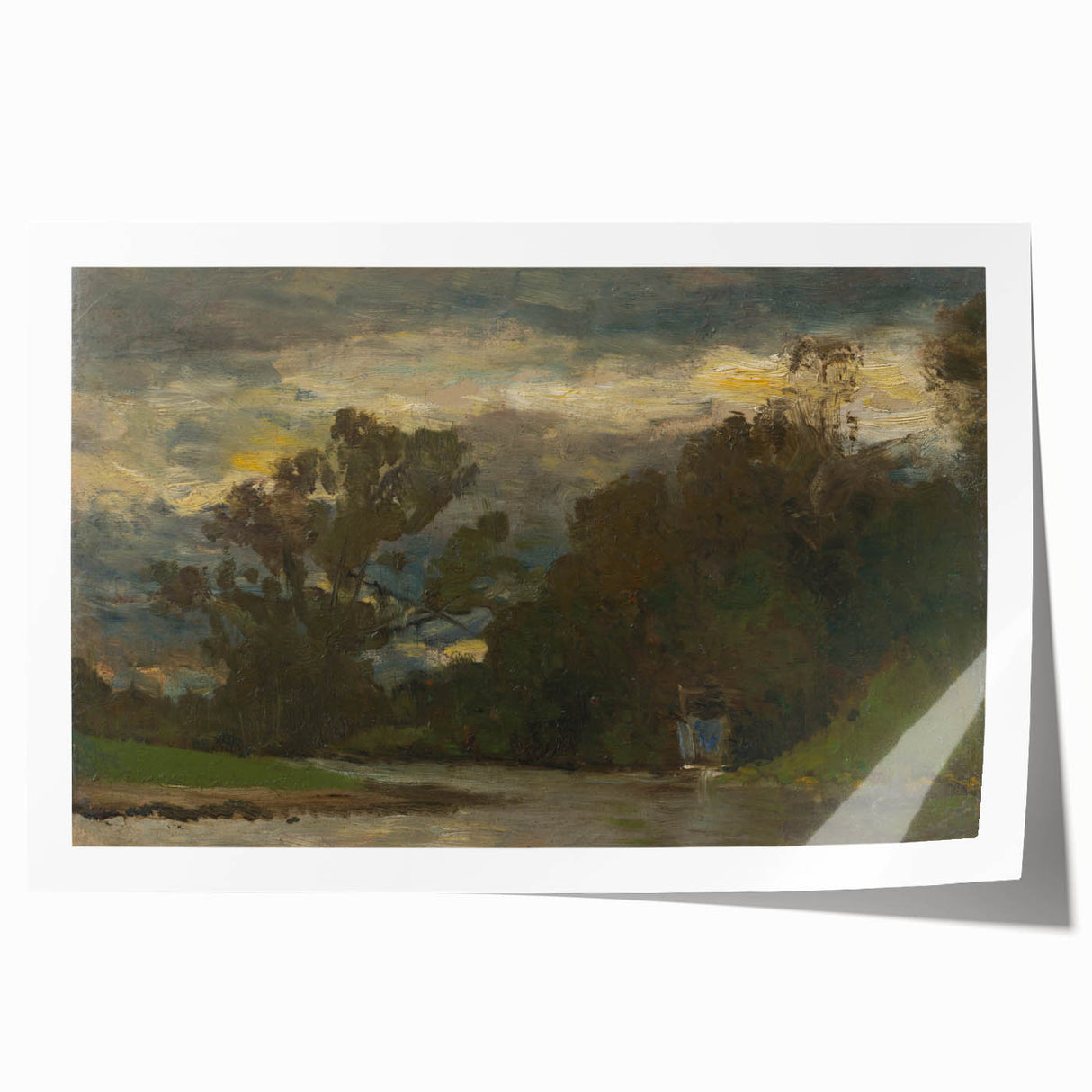 Romanticism Art: Poprad River Shore by Mednyánszky - Landscape Canvas