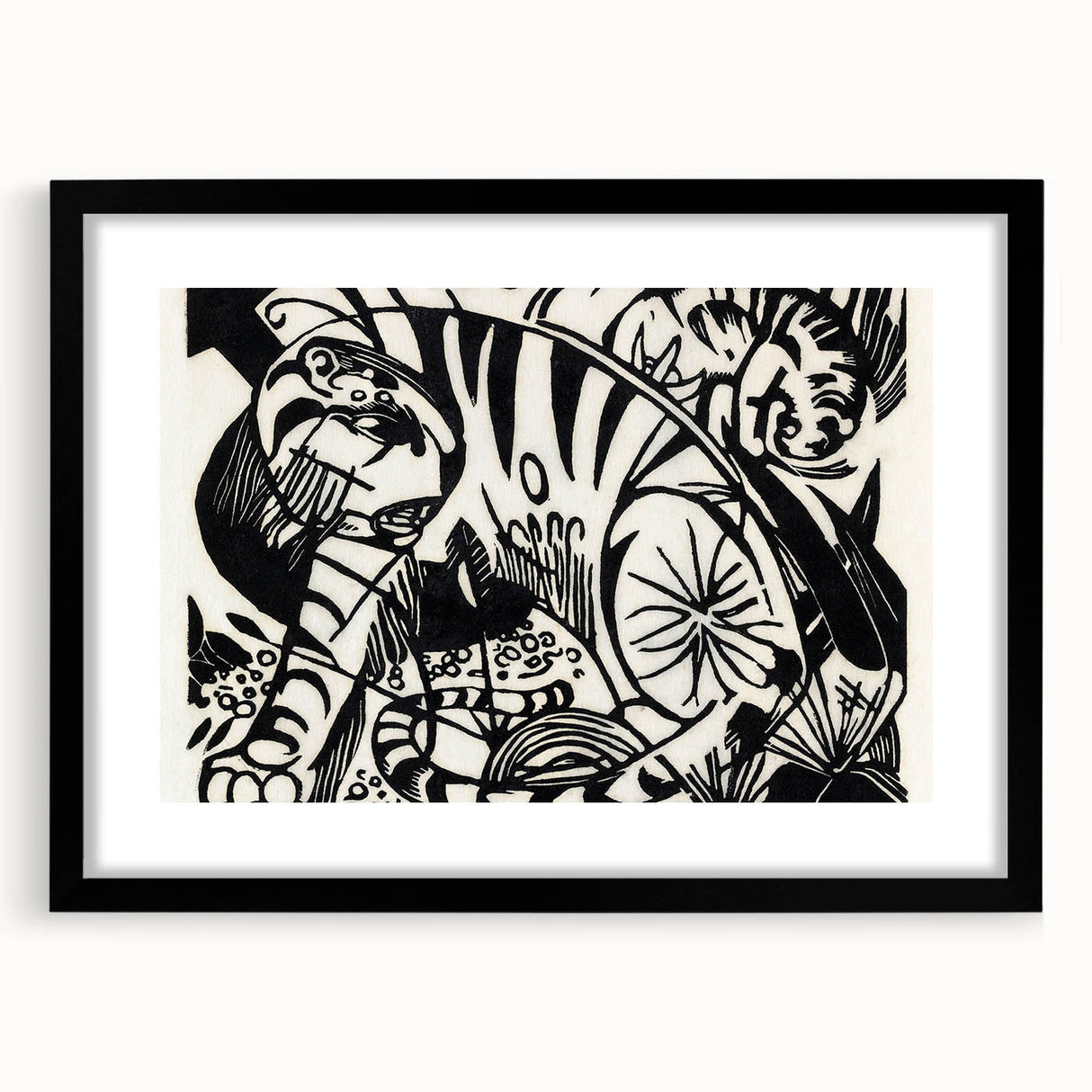 Expressionist Print - Tiger by Franz Marc | Black and White Wall Art
