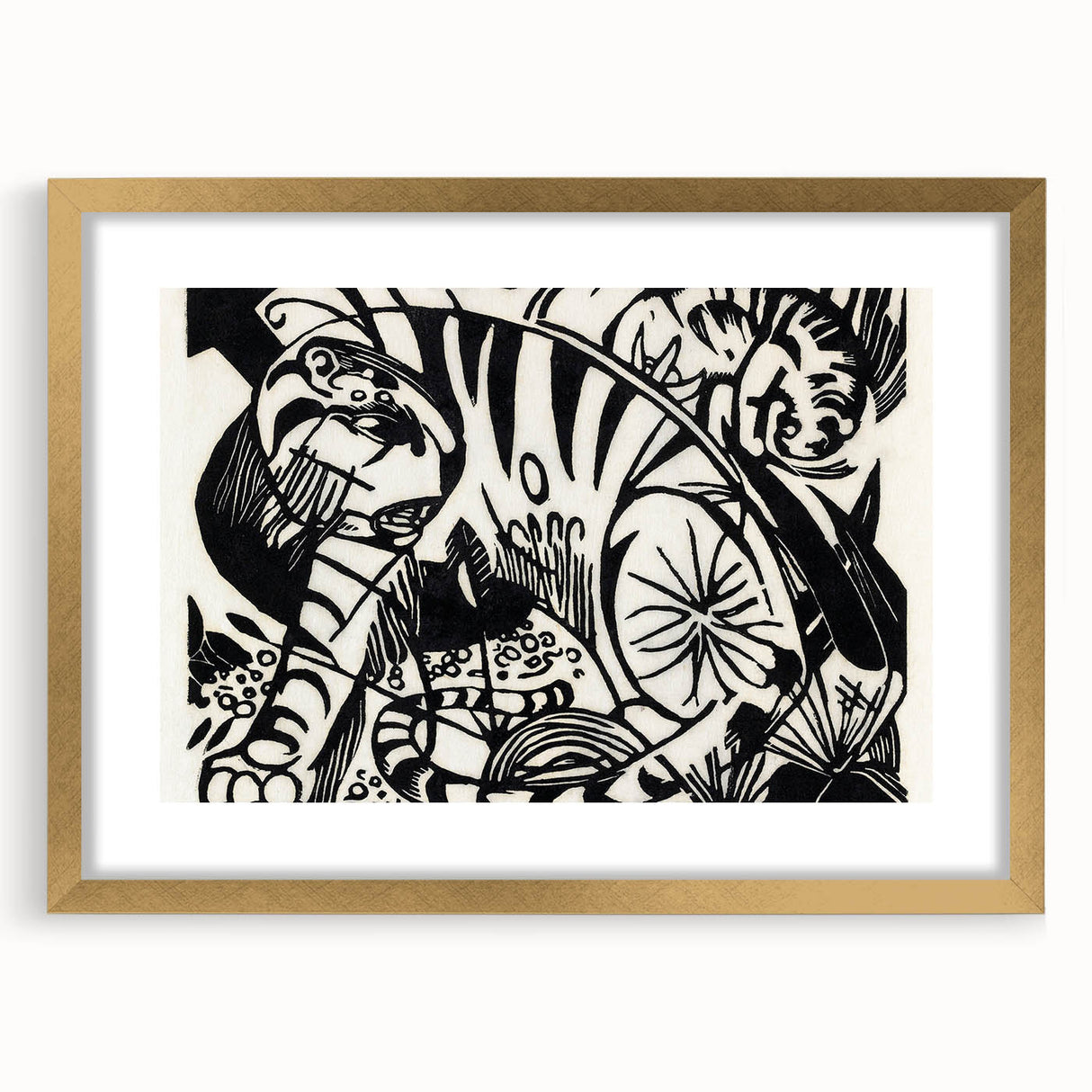 Expressionist Print - Tiger by Franz Marc | Black and White Wall Art