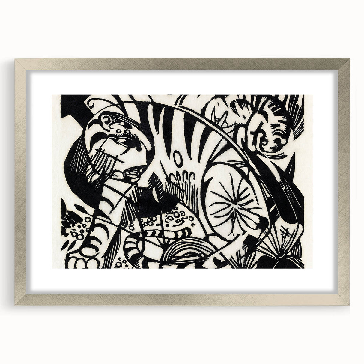 Expressionist Print - Tiger by Franz Marc | Black and White Wall Art