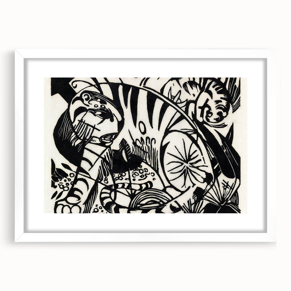 Expressionist Print - Tiger by Franz Marc | Black and White Wall Art