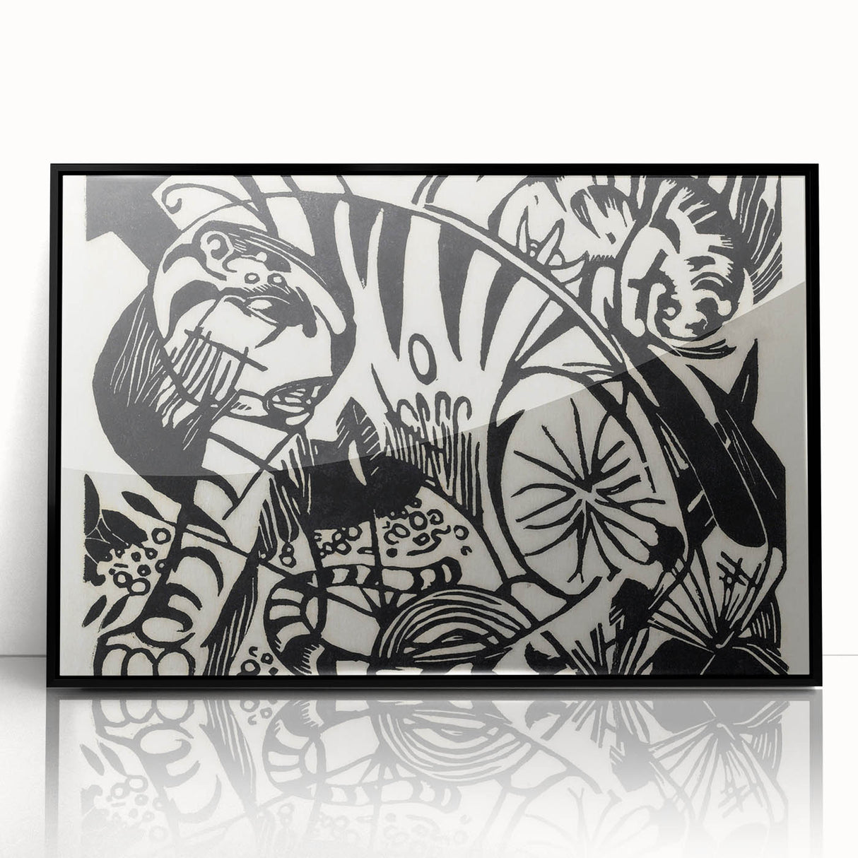 Expressionist Print - Tiger by Franz Marc | Black and White Wall Art
