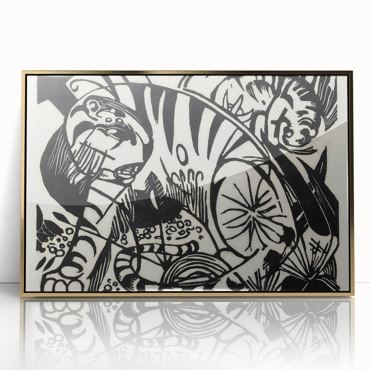 Expressionist Print - Tiger by Franz Marc | Black and White Wall Art