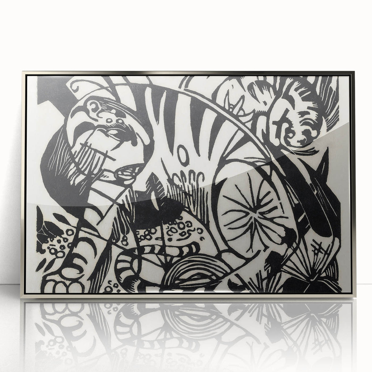 Expressionist Print - Tiger by Franz Marc | Black and White Wall Art