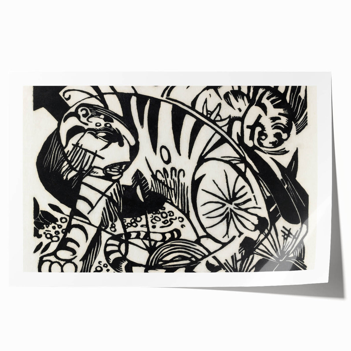 Expressionist Print - Tiger by Franz Marc | Black and White Wall Art