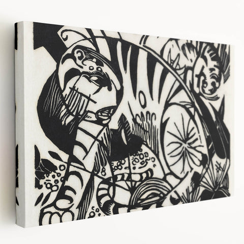 Expressionist Print - Tiger by Franz Marc | Black and White Wall Art
