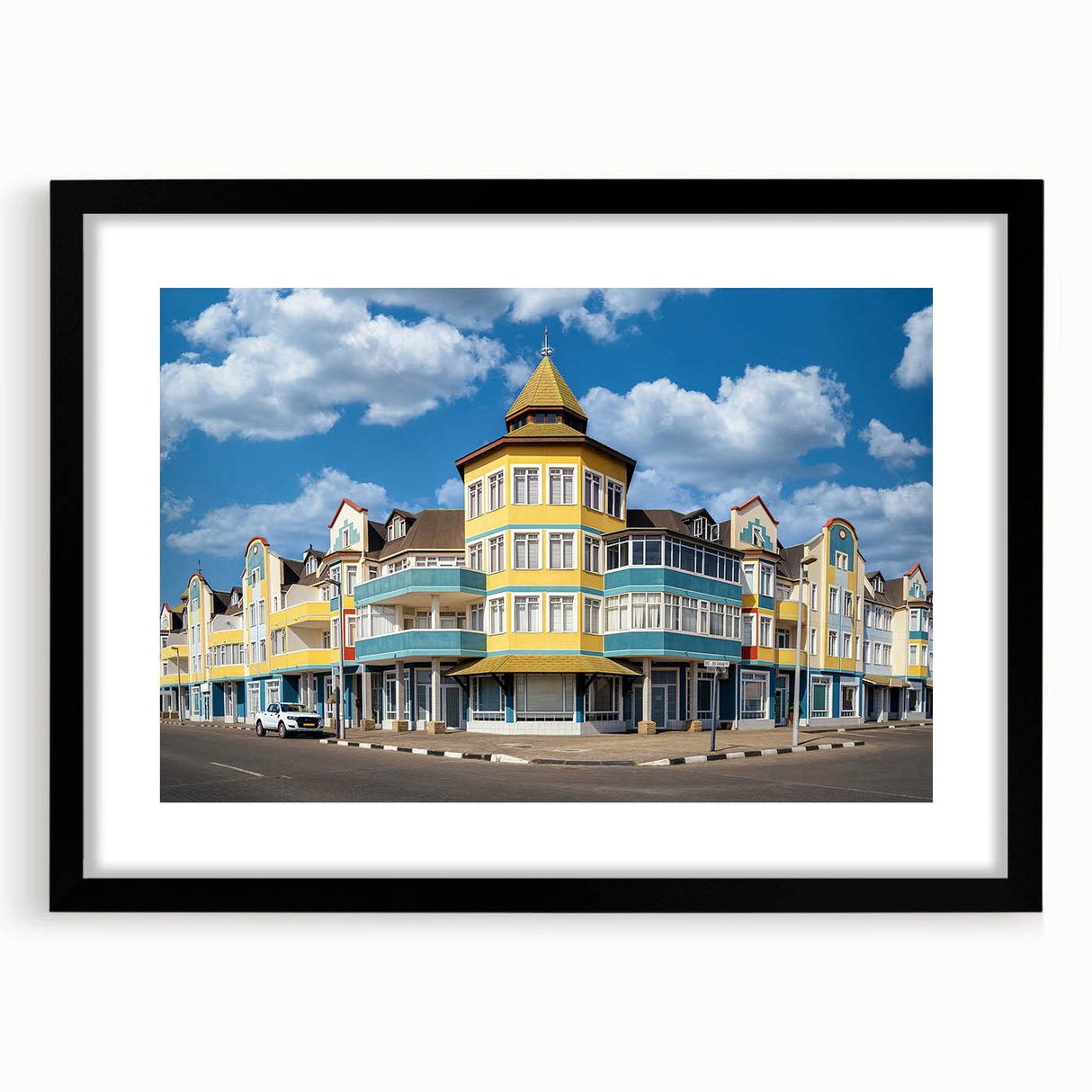 Extra large abstract art print featuring a colorful, textured depiction of Namibian scenery on a framed canvas.