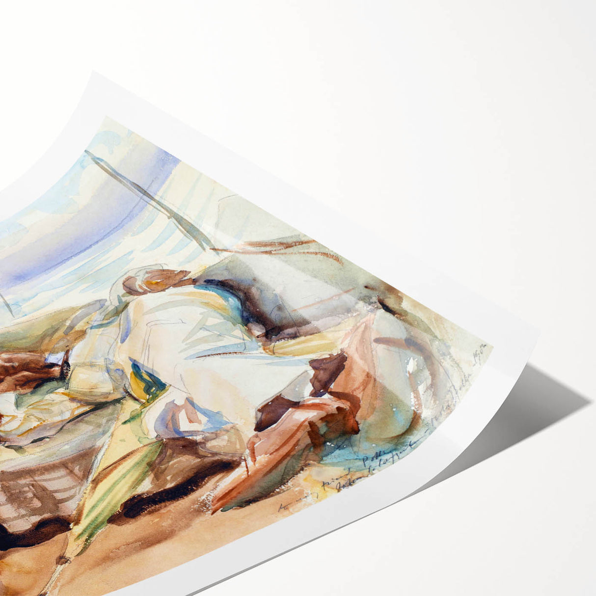 Romanticism Art: Two Figures in a Boat by Sargent - Scenic Canvas