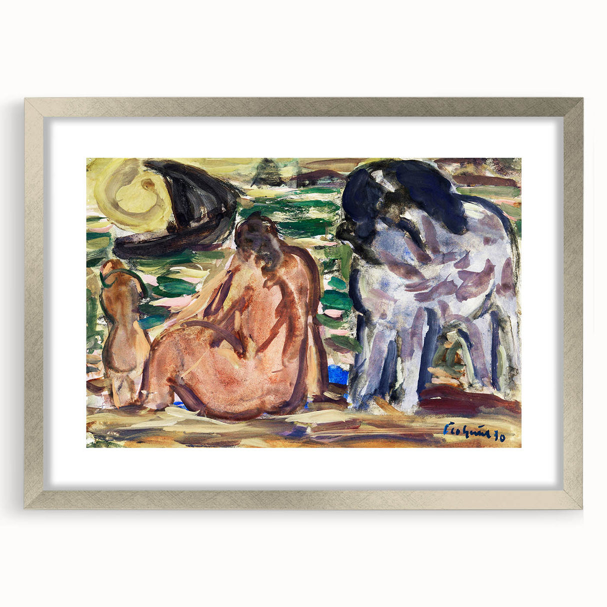 Expressionist Scene - Two Figures and a Horse by Leo Gestel | Wall Art