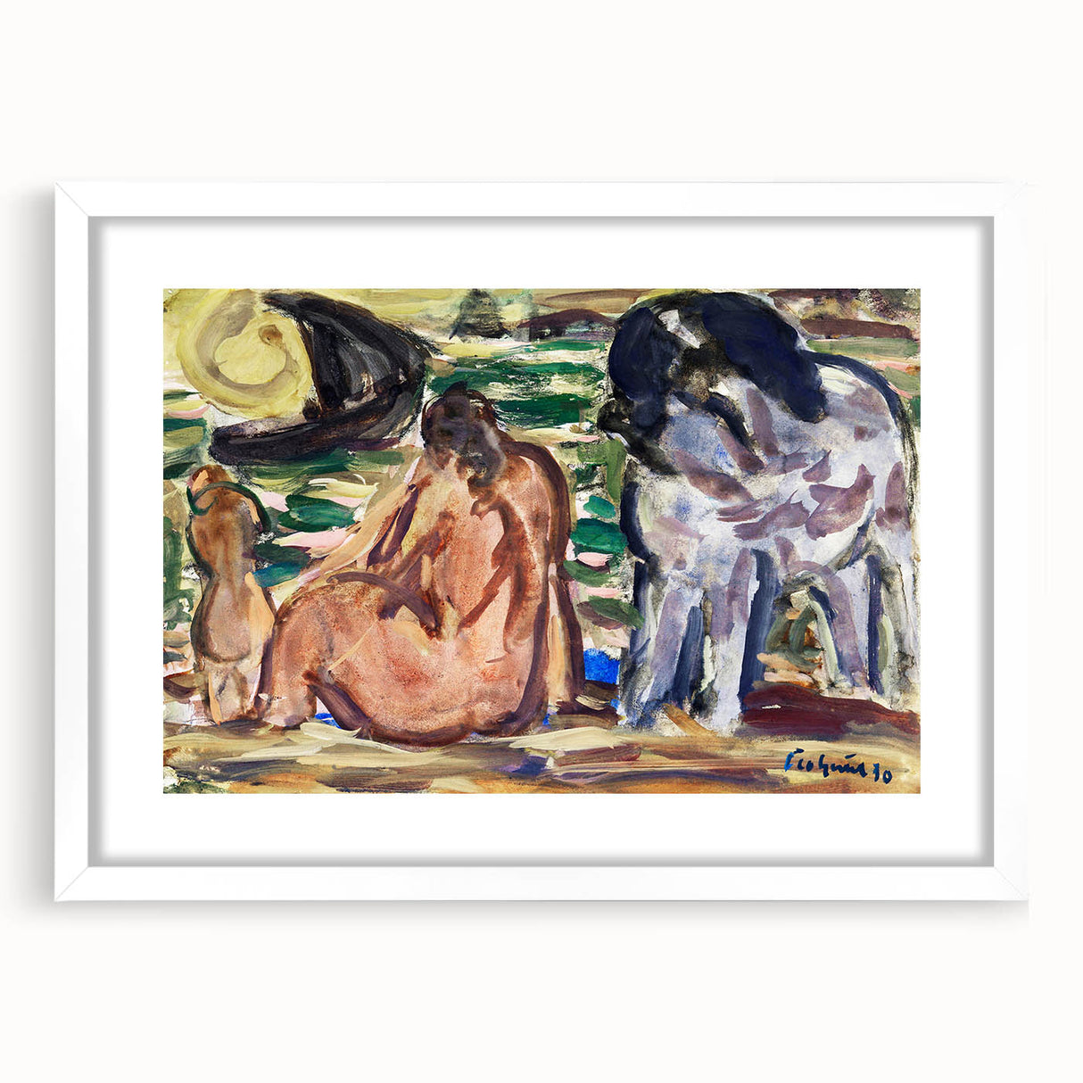 Expressionist Scene - Two Figures and a Horse by Leo Gestel | Wall Art