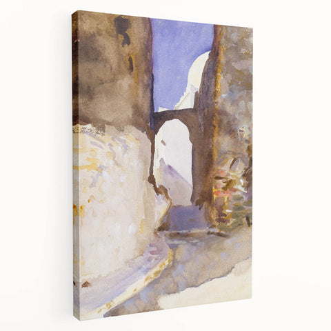 Romanticism Art: Street in Tangier by Sargent - Exotic Scenic Canvas