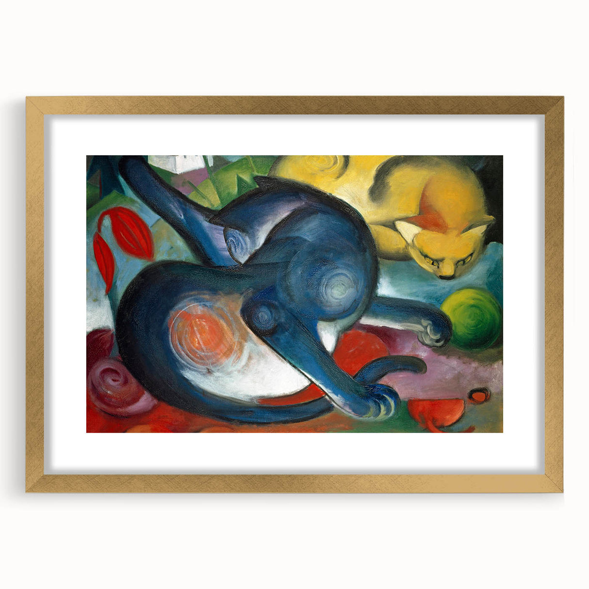 Expressionist Animal Art - Two Cats by Franz Marc | Vibrant Wall Art